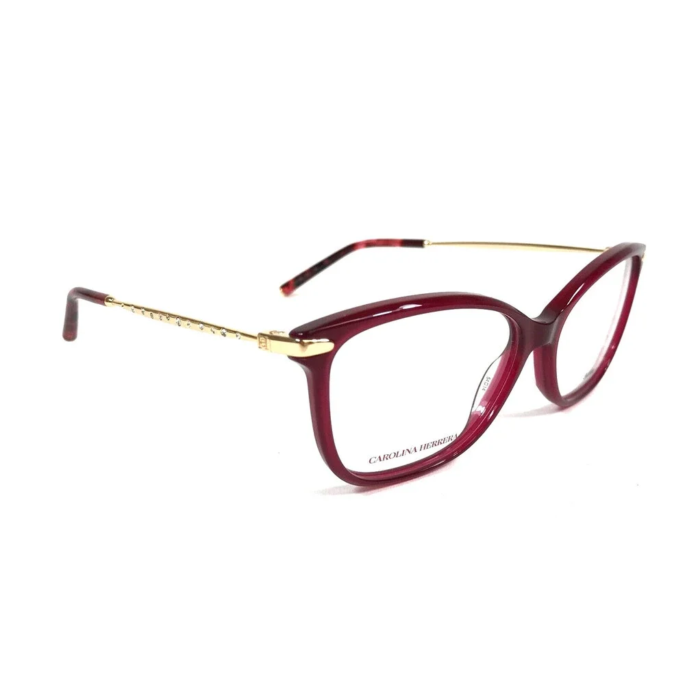 Carolina Herrera Eyeglasses Frames HER0195 6K3 Burgundy Gold Cat Eye 54-14-145